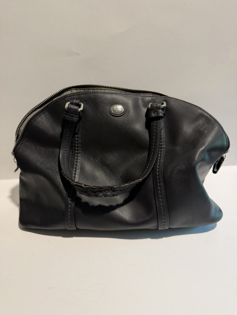 Coach Peyton Black Saffiano Leather Cora Domed Satchel Bag F25671